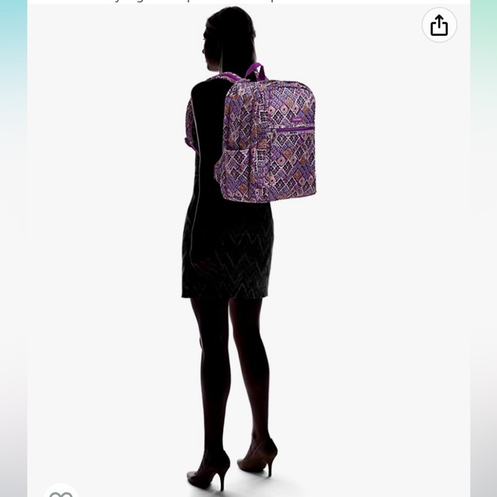 π 2x HP! NEW Vera Bradley Lighten Up Grand Backpack - Dream Diamonds Purple - Picture 7 of 11